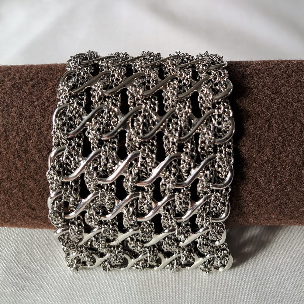 Silver chain cuff bracelet